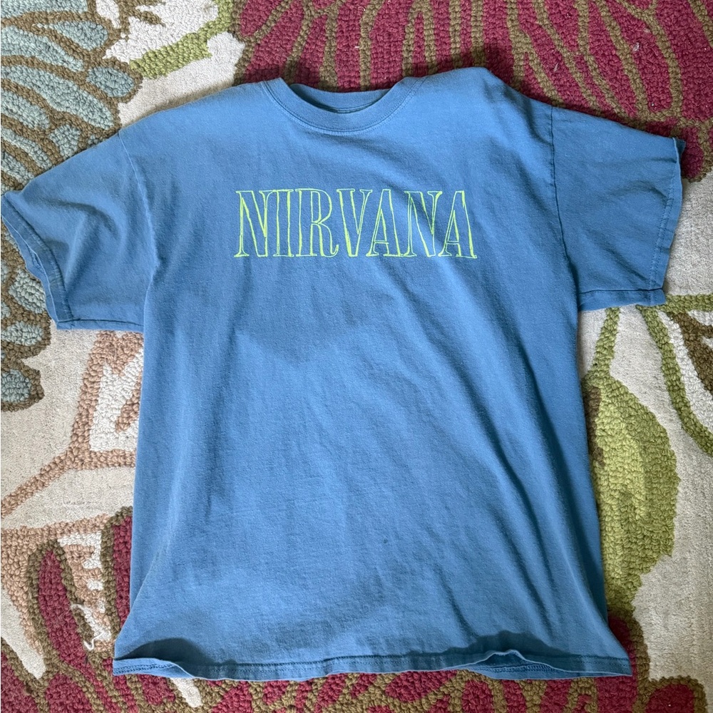 NIRVANA Serve the Servants Blue Kurt Cobain T-shirt fits like an M